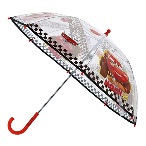 Disney Paraguas Mcqueen Cars | En Rojo y Transparente | Paraguas para Niños