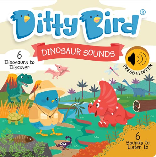 DITTY BIRD Dinosaur Songs: Mi primer libro de sonido interactivo con 6 botones para descubrir dinosaurios en inglés. ¡Juguete educativo electrónico para niños a partir de 1 año!