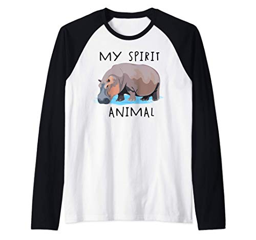 Divertido Hipopótamo Mi animal espiral Lindo regalo de hipop Camiseta Manga Raglan