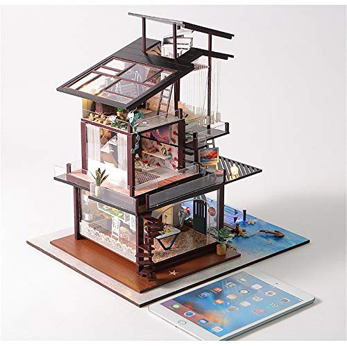 DIY mini Dollhouse Regalos del día de Woodcraft Construction Kit Mini hecha a mano for niños (Valencia Coast House) bricolaje casa de muñecas Kit miniatura de madera casa de muñecas casa de muñecas co