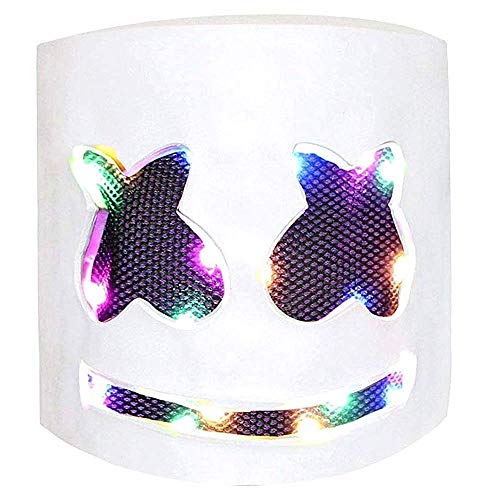 DJ Marshmallow LED Light Colorful Mask, Music Festival Marshmallow Full Head Casco de Látex Máscara de Halloween Fiesta