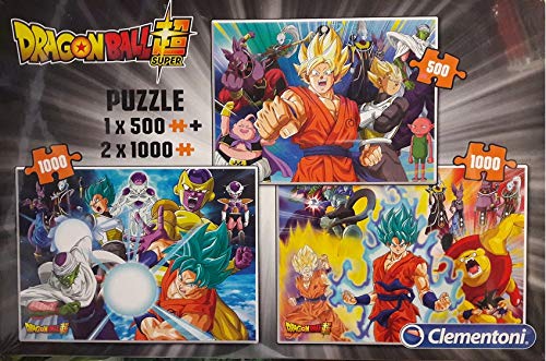 Dragon Ball Super - Caja de 3 rompecabezas en 1: 1 x 500 y 2 x 1000 piezas