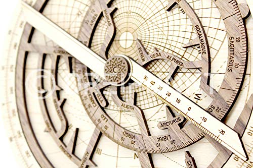 Dreipunkt Verlag Maqueta de astrolabio Deluxe Edition: maqueta de madera noble de astrolabio