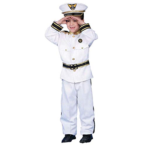 Dress Up America-Disfraz de Almirante de la Marina Deluxe: Talla M 8-10 años, 76-82, altura: 114-127 cm (229-M)