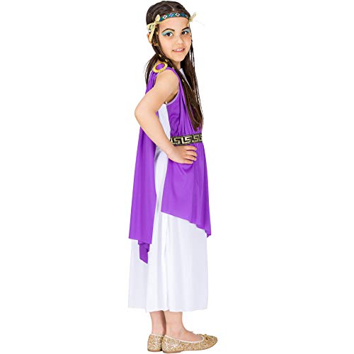 dressforfun 900067 - Disfraz de Niña Diosa Griega Atenea, Vestido Largo Tipo Capa (10-12 años | No. 300256)