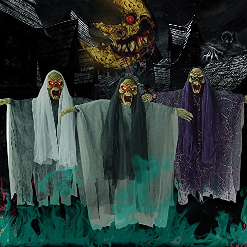DUO ER Halloween Colgando Skull Ghost Haunted House Horror Props Inicio Terror Adorno de Miedo Soniendo Decoración de muñecas de Esqueleto (Color : B)