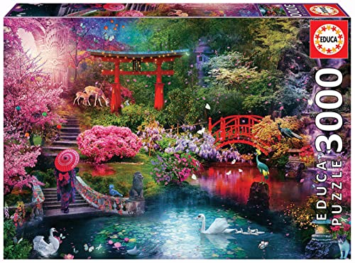 Educa - Jardín Japonés | Adéntrate en este precioso jardín con 3.000 piezas | Medida aproximada: 120 x 85 cm | Incluye servicio de pieza perdida hasta agotar existencias | A partir de 14 años (19282)