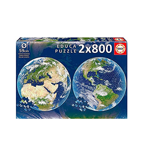 Educa Round Planeta Tierra. 2 Puzzles Redondos de 800 Piezas. Ref. 19039, Multicolor
