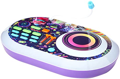 EKids Trolls World Tour DJ Trollex Party Mixer Juguete Giratorio para niños pequeños, micrófono Integrado, grabación, Efectos de Sonido, espectáculo de luz LED