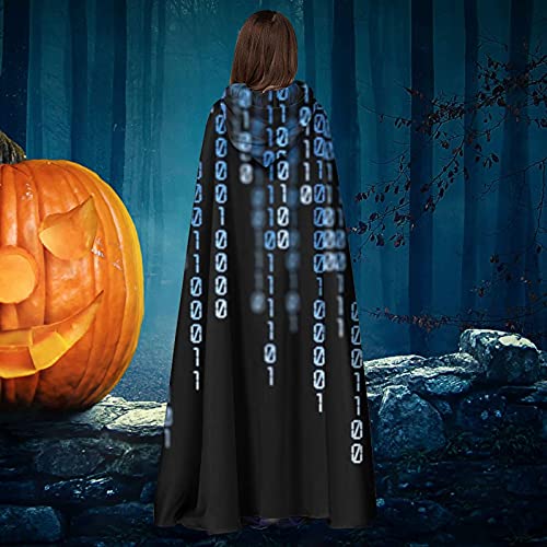 El azul binario de longitud completa con capucha capa capa capa traje Cosplay traje de lujo capa Halloween decoraciones fiesta