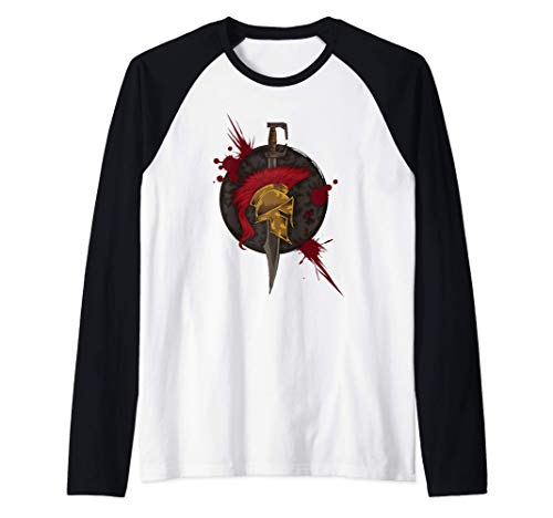 Emblema de Esparta - Guerrero valiente de Esparta Camiseta Manga Raglan