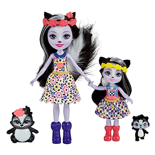 Enchantimals Hermanas Sage y Sabella Sunk - Muñecas con mascotas mofeta de juguete, regalo para niñas y niños +4 años (Mattel HCF82)