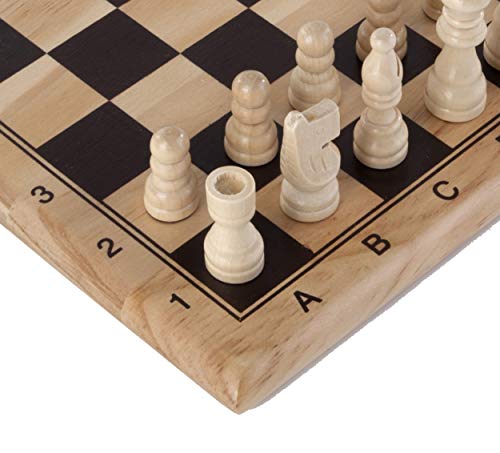Engelhart - 150235-150236- Juego de ajedrez / Juego de Damas Madera de Abedul - 30 x 30 cm - Tablero de Juego de Madera Maciza - Juego Completo con Piezas - a Partir de 6 años (Ajedrez)