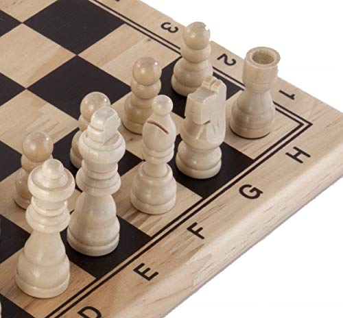 Engelhart - 150235-150236- Juego de ajedrez / Juego de Damas Madera de Abedul - 30 x 30 cm - Tablero de Juego de Madera Maciza - Juego Completo con Piezas - a Partir de 6 años (Ajedrez)