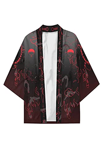 Enhopty Uchiha Clan Uchiha Ichizoku uchiwa Kimono, abrigo unisex, para Halloween, Carnival, cosplay, color negro, XL