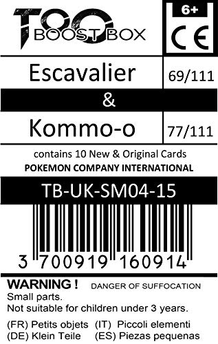 Escavalier (Lançargot) 69/111 & Kommo-o (EkaÏser) 77/111 - #tooboost X Sun & Moon 4 Crimson Invasion - Coffret de 10 Cartes Pokémon Aglaises