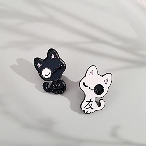 Esmalte Lable Pins creativo lindo dibujos animados negro y blanco perrito ropa broches niño bolso mochila escuela bolsa insignias