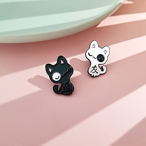 Esmalte Lable Pins creativo lindo dibujos animados negro y blanco perrito ropa broches niño bolso mochila escuela bolsa insignias