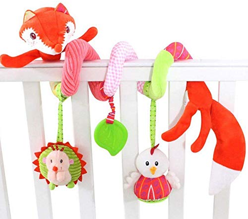 Espiral de actividad con juguetes para colgar en el cochecito, el cochecito o la cuna de bebé, diseño de zorro