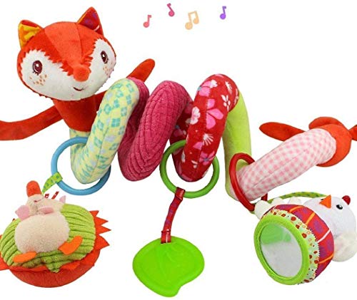 Espiral de actividad con juguetes para colgar en el cochecito, el cochecito o la cuna de bebé, diseño de zorro