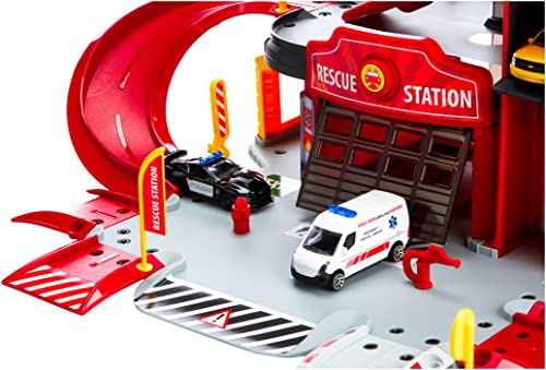 Estación de rescate Creatix con 5 vehículos (Majorette 2050019) , color/modelo surtido