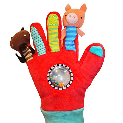 Eurekakids Guante con Marionetas de Dedo Rojo para niños y niñas De 0 Meses a 3 años