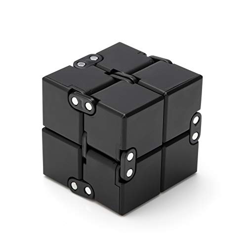 Excellentas Fidget Infinity Cube - Cubo infinito – Cubo anti Stess – Juguete antiestrés – Juego de habilidad para jóvenes y mayores, adultos o niños en negro