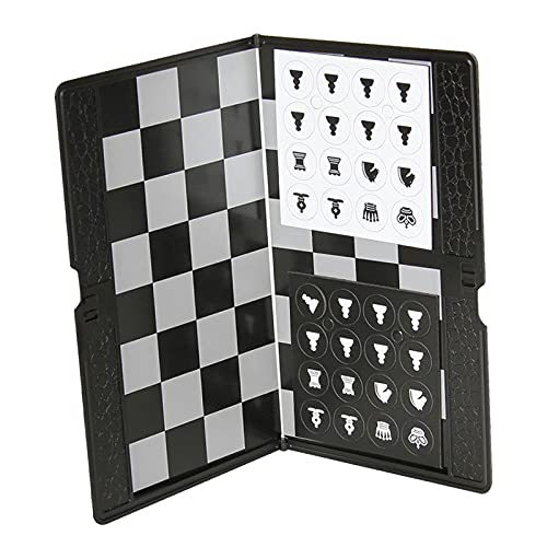 F Fityle Mini Juego de ajedrez magnético Plegable Cartera portátil de Bolsillo Juegos de Tablero de ajedrez para Viajes