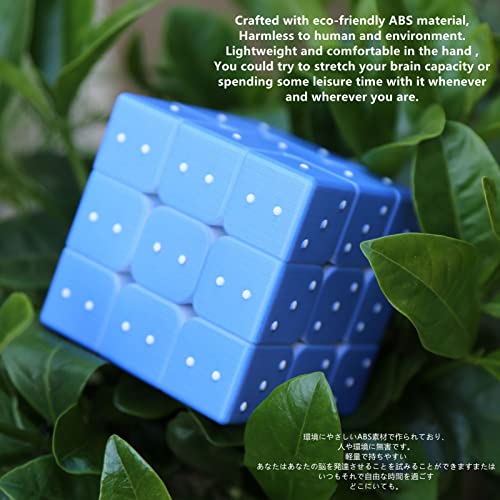 Fakavear Cubo mágico para Ciegos 3x3x3 3D ​​Tridimensional de Huellas Dactilares con Efecto en Relieve Braille Cube Puzzle IQ Game Puzzle para Ciegos (Azul)