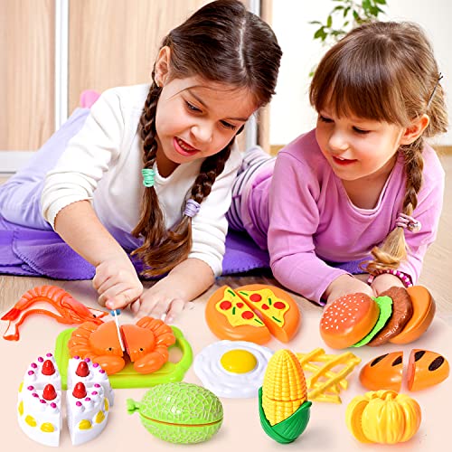 Fegalop Juguetes de alimentos, frutas y verduras, juguetes para cortar alimentos a partir de 2 años, juego de rol de cocina, accesorios de cocina, juego educativo para niños, niños a partir de 3 años