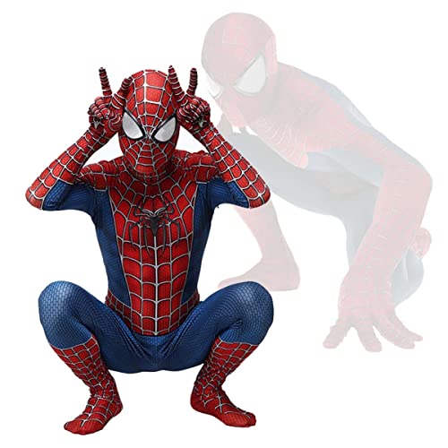 FGZIO Traje de Disfraz de Spiderman para niños Adultos, Disfraces de superhéroe para niños, niños, Mono de Licra y Spandex, Estilo 3D, Disfraces de Carnaval de Halloween (Rojo,170-180CM)