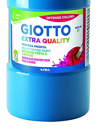 Fila 135561 Bote Tempera Escolar de 500 ml (Lavable, sin Gluten) Color Azul Cyan