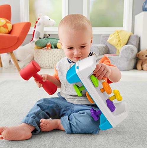Fisher Price - Mesita de Actividades, Formas y Martillito, Juguete para Bebés + 12 Meses (Mattel GJW05)