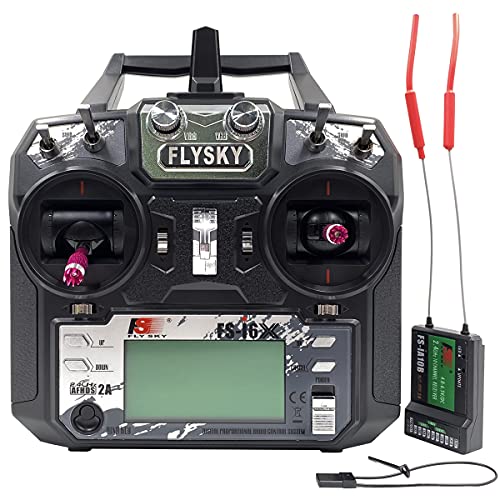 Flysky FS-i6X - Mando a distancia (10 canales, 2,4 GHz, AFHDS, 2 A, mando a distancia con FS-iA10B, receptor para control remoto Airplane Modo 2)