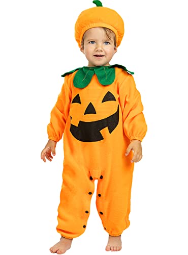 Funidelia | Disfraz de calabaza para bebé ▶ Comida, Verduras, Terror - Disfraz para niños y divertidos accesorios para Fiestas, Carnaval y Halloween - Talla 12-24 meses - Naranja