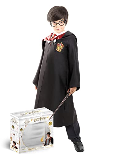 Funidelia | Kit disfraz Harry Potter para niño y niña ▶ Magos, Gryffindor, Hogwarts - Disfraces para niños, accesorios para Fiestas, Carnaval y Halloween - Talla 7-9 años - Negro