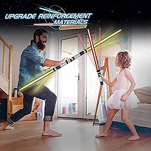 FYHCY 2 uds Espada de Sable de luz de Doble Cara, Espada telescópica de Juguete LED 2 en 1, Juguetes de Sable de luz para niños Star Wars Espada Skywalker Juguete de Sonido y luz