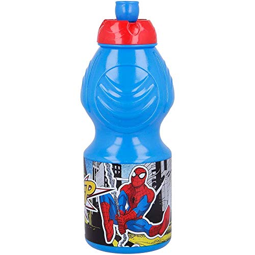 Generico Spiderman - Juego de cantimplora + portamerienda Marvel de plástico BPA Free 400 ml - Spiderman 21/2 unidades