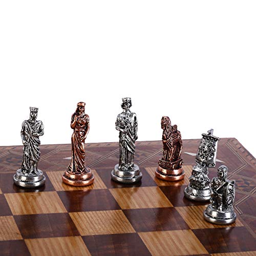 GiftHome (Solo piezas de ajedrez) Figuras de cobre antiguas hechas a mano históricas Troy piezas de ajedrez de metal tamaño mediano King 2.65 inc (tablero no incluido)