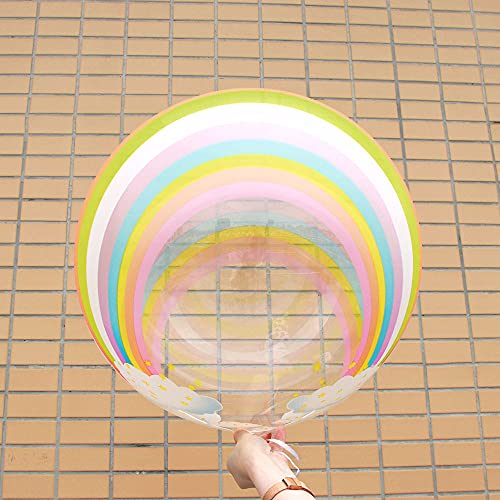 Globos de burbujas transparentes con diseño de nube arcoíris 4D, de rayas, redondos, para cumpleaños, boda, graduación, fiesta de bebé, despedida de soltera, decoración del hogar (arco iris)