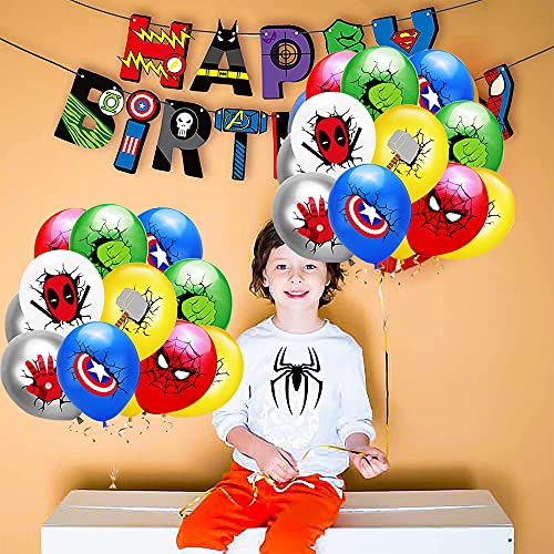 Globos de Los Vengadores, PAWT, decoración para fiestas de superhéroes, cumpleaños, globos, globos de látex, decoración de cumpleaños de superhéroes, banderines para niños, cumpleaños
