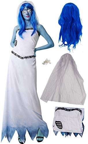 Gojoy Shop - Disfraz de Novia Cadaver para Adulto Carnaval Halloween (TALLA ÚNICA, Contiene Vestido, Velo, Tirante y Peluca)