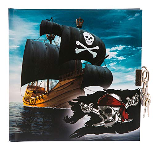 Goldbuch Pirata, 96 páginas Blancas, Cuaderno, Diario Infantil con Cerradura y 2 Llaves, Cubierta con impresión artística, Aprox. 16,5 x 16,5 cm, Color (44 077)