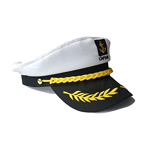 Gorra capitán hombres mujeres negro blanco - Disfraz para Adultos y Niños - Perfecto para Carnaval - Talla única