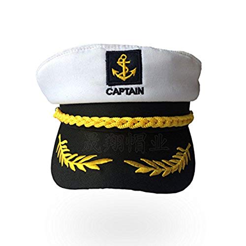 Gorra capitán hombres mujeres negro blanco - Disfraz para Adultos y Niños - Perfecto para Carnaval - Talla única