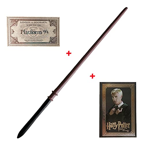 GPRODOTTI Varita mágica de Draco Malfoy de colección con tarjeta y tarjeta para el tren 9 3/4 Gadget Harry Potter