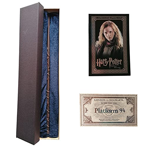 GPRODOTTI Varita mágica de Hermione Granger con tarjeta y tarjeta para el tren 9 3/4 Gadget Harry Potter