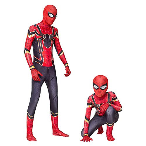 GUOHANG Traje de Spiderman Adulto Spiderman niños Cosplay Traje de Halloween Carnaval Cosplay clásico Spiderman Traje Elegante Vestido Fiesta Fiesta de Fiesta Accesorios,Rojo,125cm ~ 135cm
