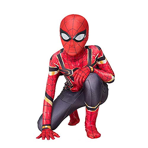 GUOHANG Traje de Spiderman Adulto Spiderman niños Cosplay Traje de Halloween Carnaval Cosplay clásico Spiderman Traje Elegante Vestido Fiesta Fiesta de Fiesta Accesorios,Rojo,125cm ~ 135cm