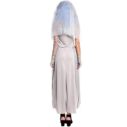 H HANSEL HOME Disfraz Novia Muerta Blue Adulto - Mujer - Incluye Vestido + Velo + Guantes Cosplay/Carnaval/Halloween Size L